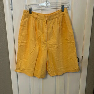Talbots Women’s (L) Vintage Yellow Linen Cotton Bermuda Coastal Vibes Shorts